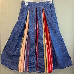 Vintage Orvis Gored Multi Color Circle Pleated Midi Skirt Sz 10 Made USA Western